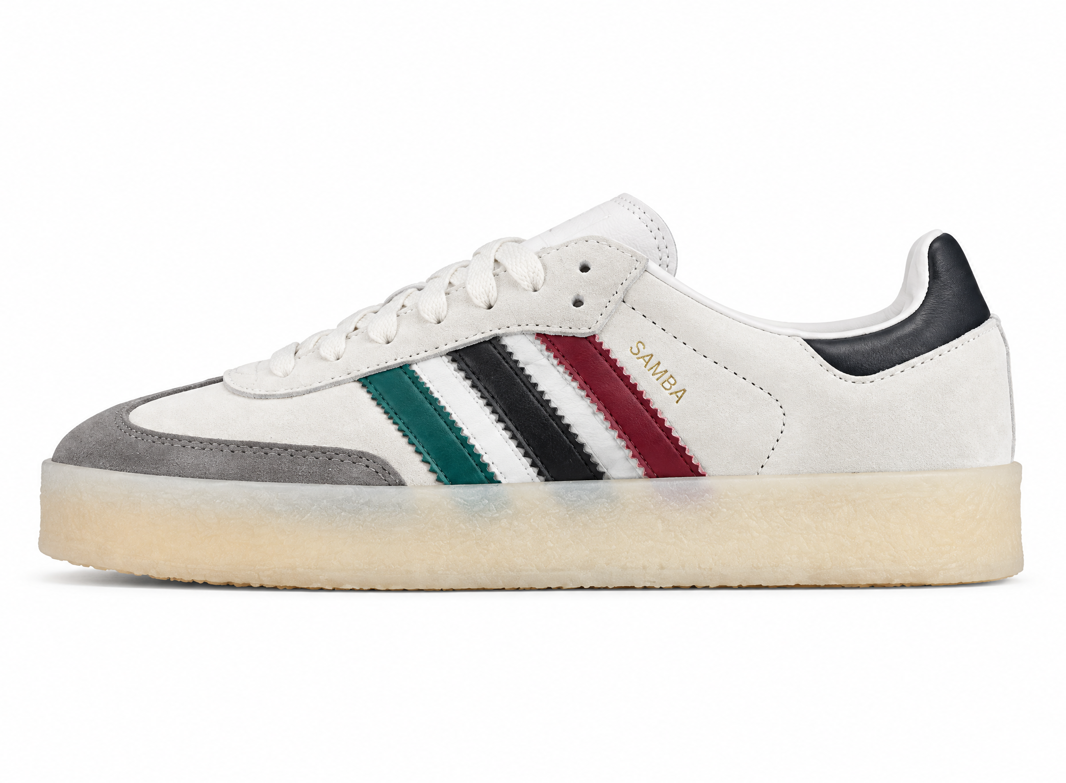 Adidas Kith X Clarks Originals 8th Street Samba Chalk White/Collegiate Green/Crimson/Navy IE4032