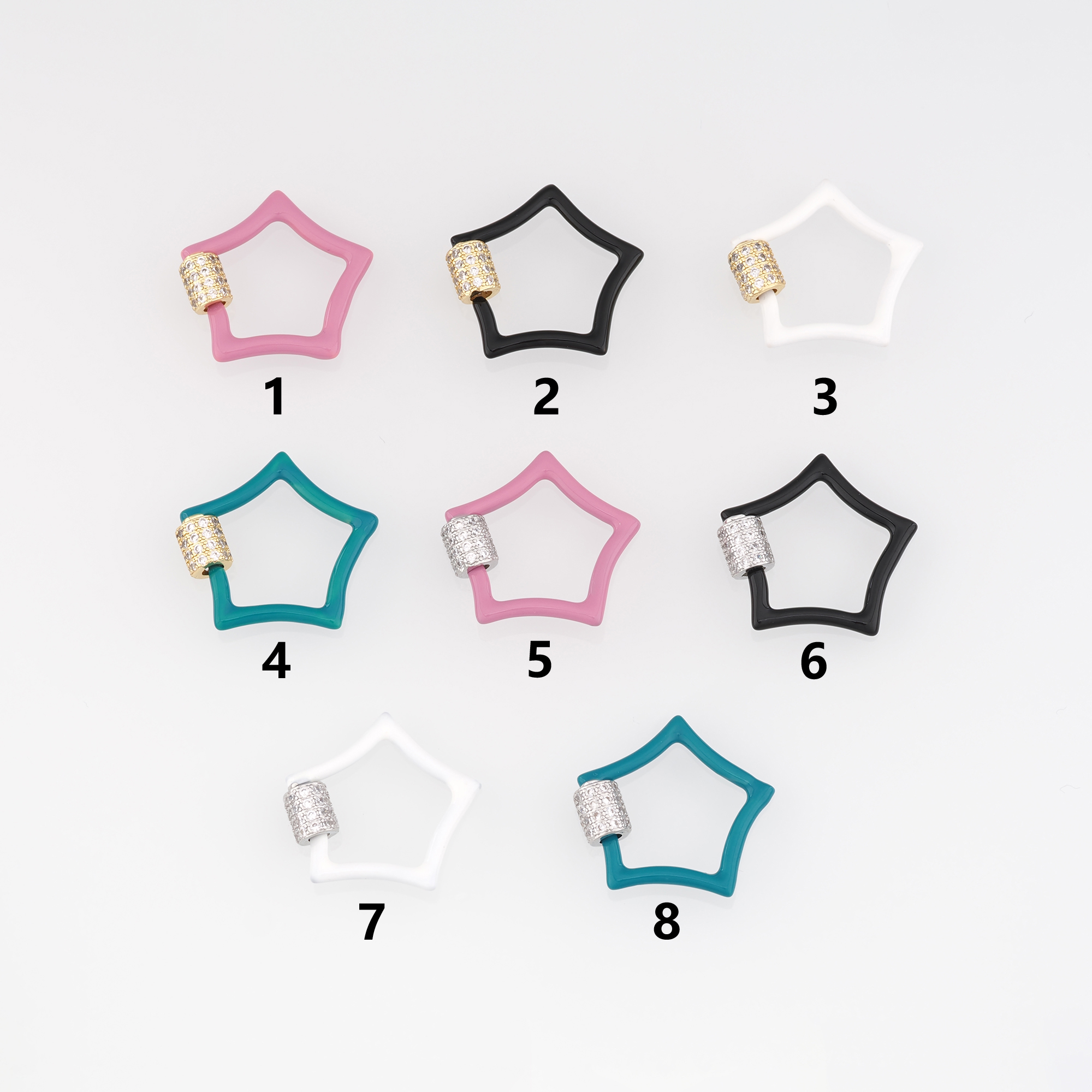 18K Gold Filled Star Carabiner Clips,Enamel Screw Clasp Lock for DIY Jewelry Finding Necklace Bracelet