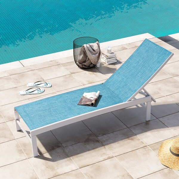Outdoor Pool Lounger Aluminum Allweather Adjustable Chaise Lounge Chair