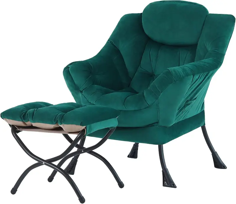Tiita Modern Lazy Lounge Chair with Matching Ottoman – Large Leisure Armchair Set