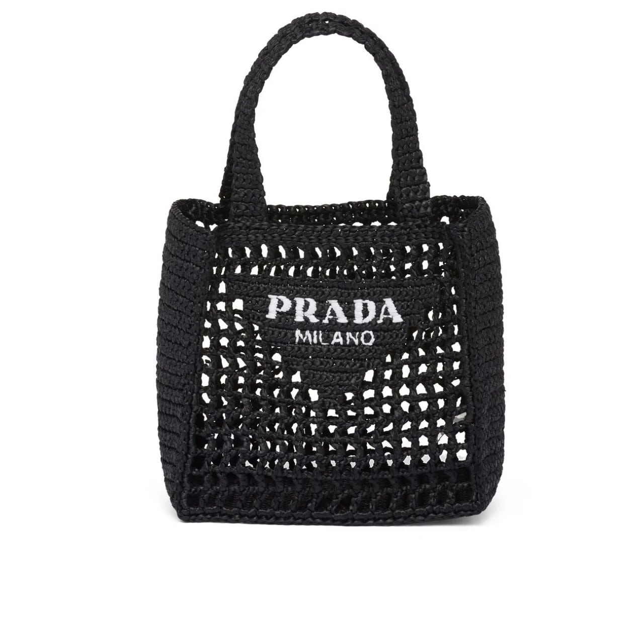 Prada Small Raffia Tote Black 22cm 1Bg444