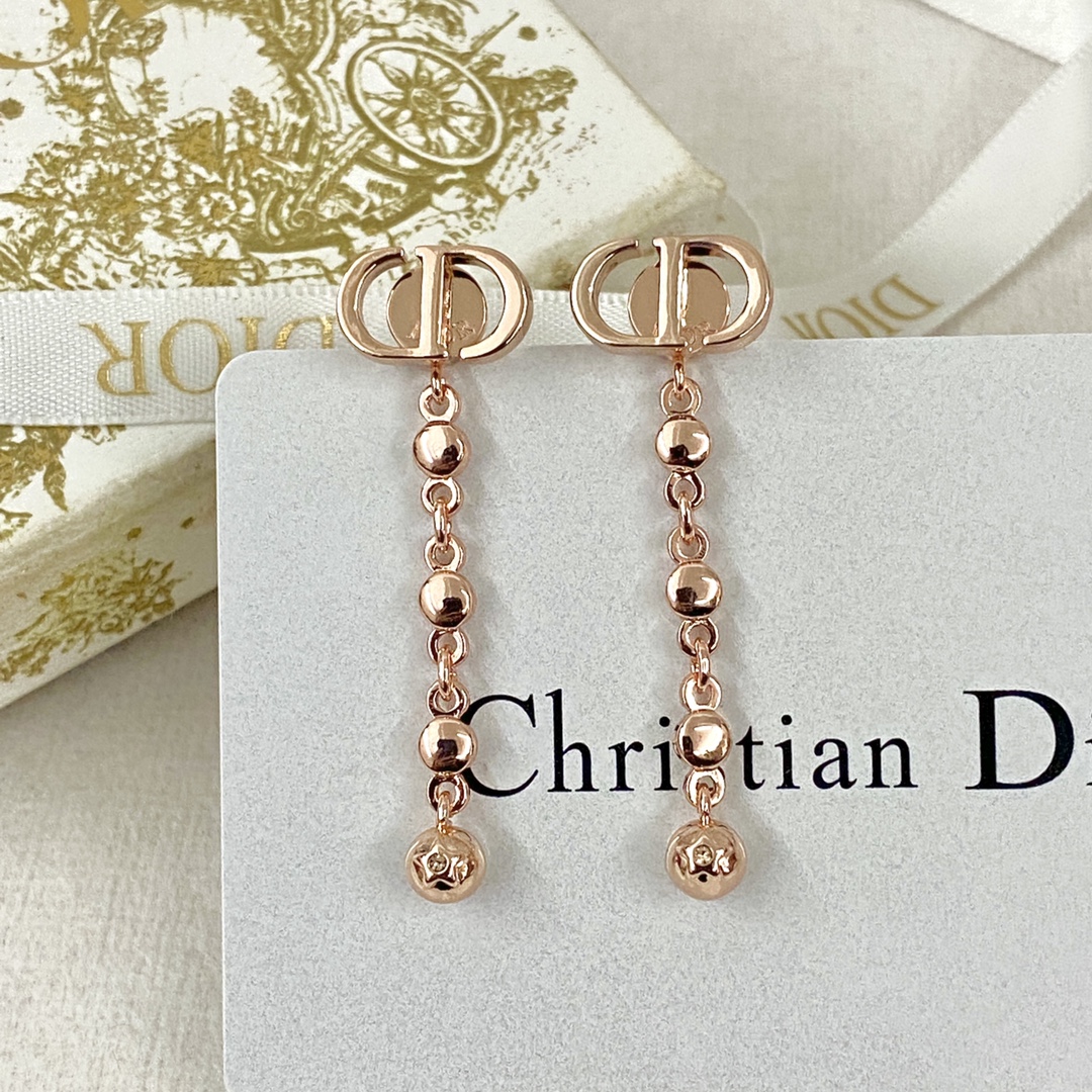 Dior Tassel Drop Gold Ball Earrings - cnluxepick