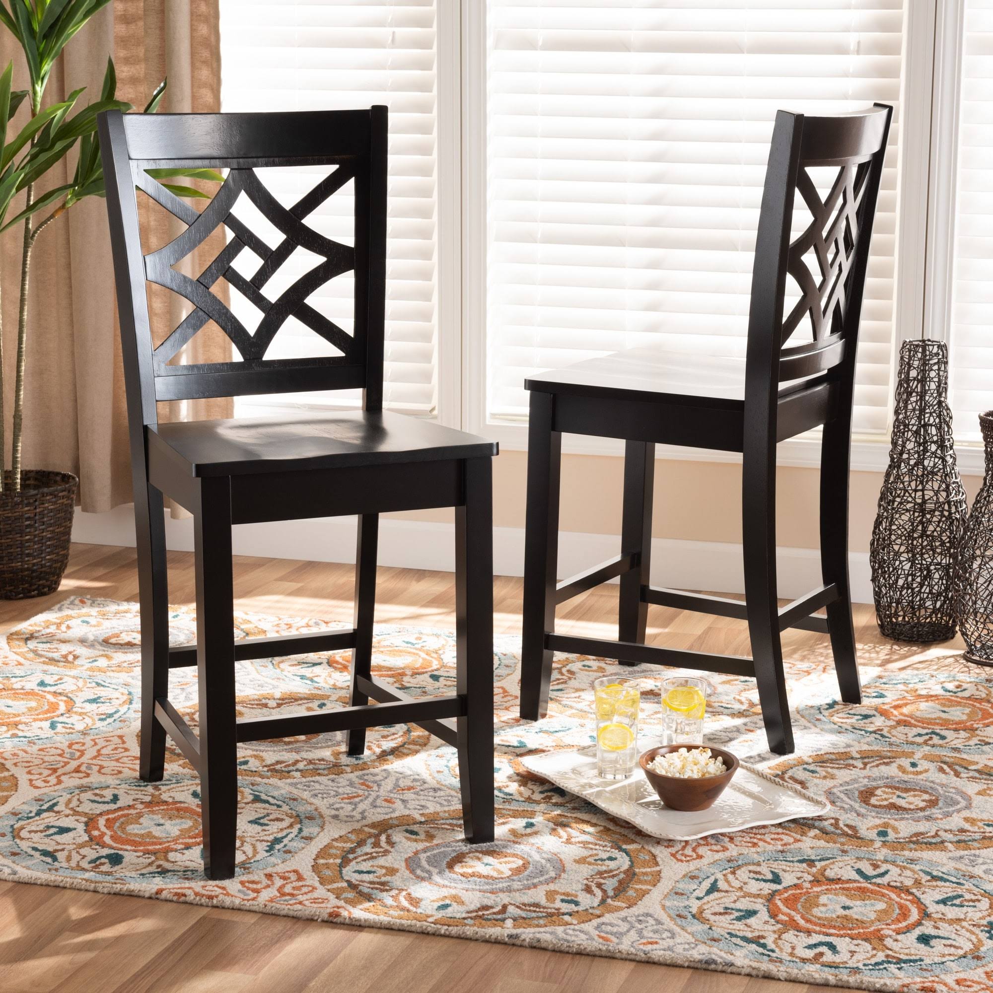 Nicolette Modern and Contemporary 2-Piece Counter Stool Set - Walnut