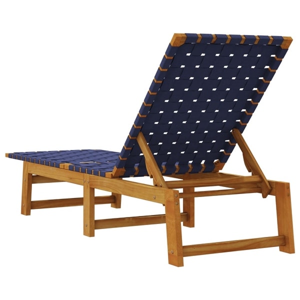 vidaXL Sun Lounger Reclining Patio Furniture Solid Wood Acacia and Fabric