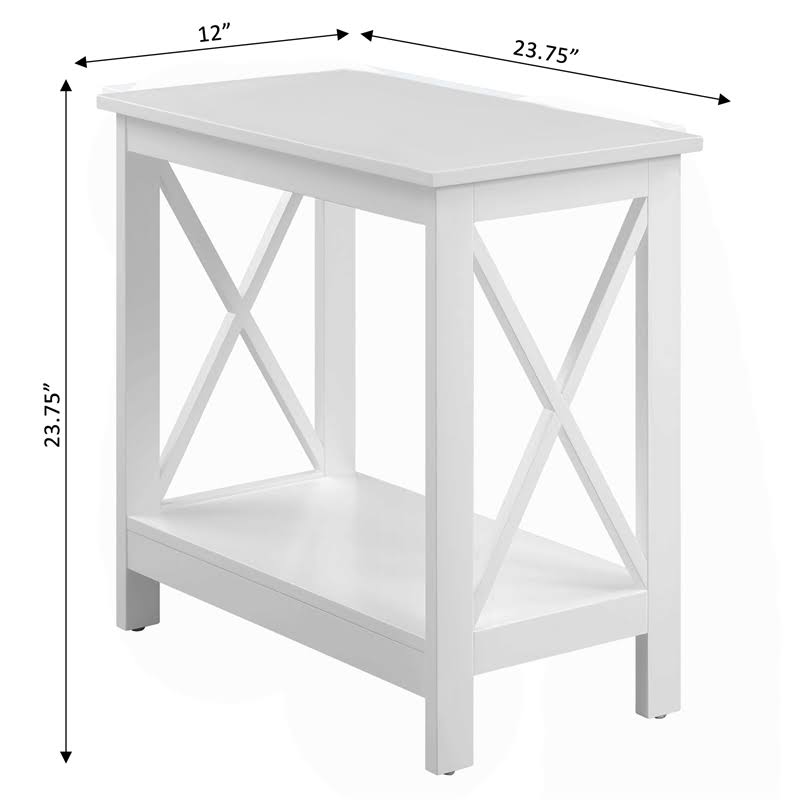 Pemberly Row Chairside End Table with Shelf in White Wood Finish