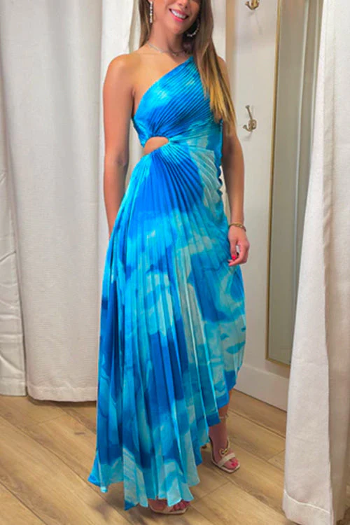 One Shoulder Cut Out Maxi Dress - Elegant Evening GownClistos