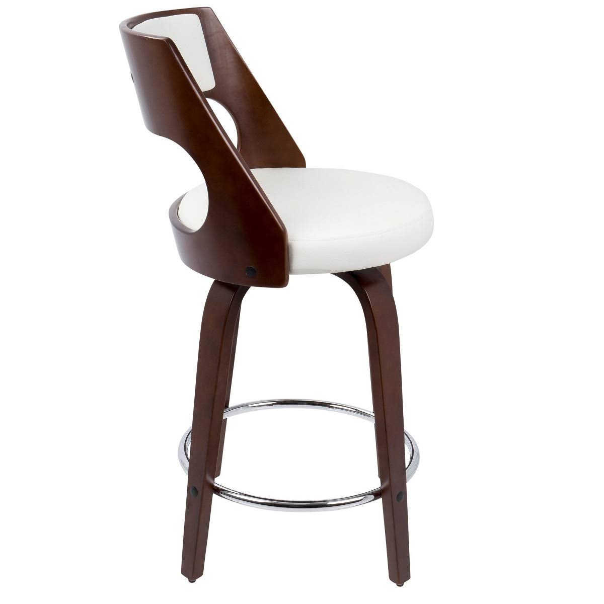 Set of 2 White Faux Leather with Wood Legs Cecina Counter Barstools 35.5x22