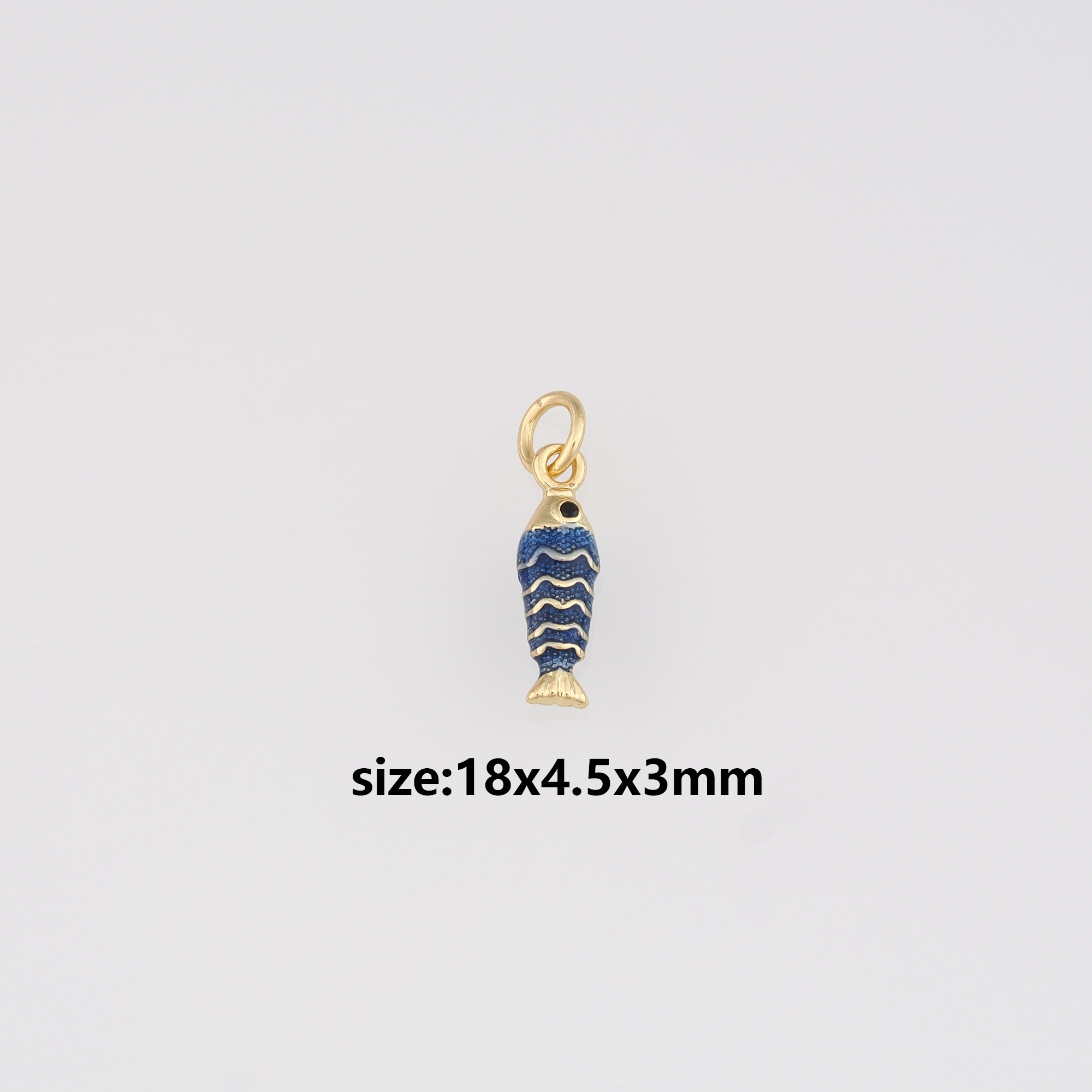 18K Gold Filled Fish Pendant,Enamel Fish Charm Earrings Necklace for DIY Jewelry Making Supply