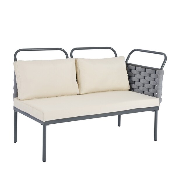 Patio Sectional Sofa Set Woven Rope Furniture Set with Cushions