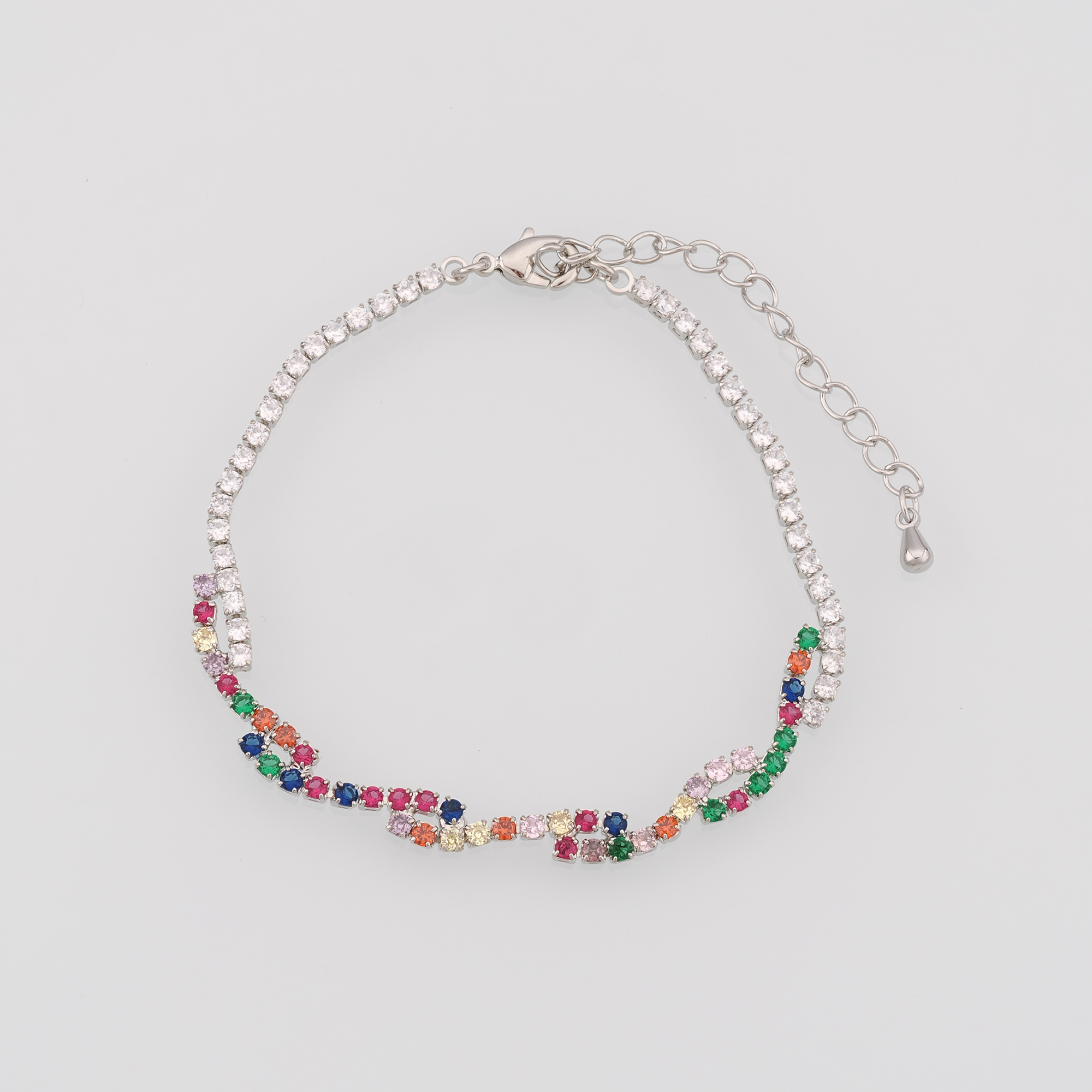 18K Gold Filled Square Bracelet,Multicolor Zircon Bracelet,Colorful Bracelet,Adjustable Bracelet,Gift For Her