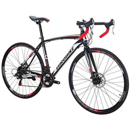 XC550 Road Bike 21 Speed 49 cm Frame 700C L Wheels Road Bicycle Dual Disc Brake Bicycle Black-White 30