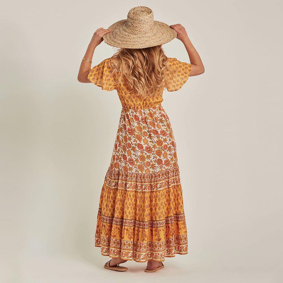 Floral Flutter Sleeve Maxi DressClistos