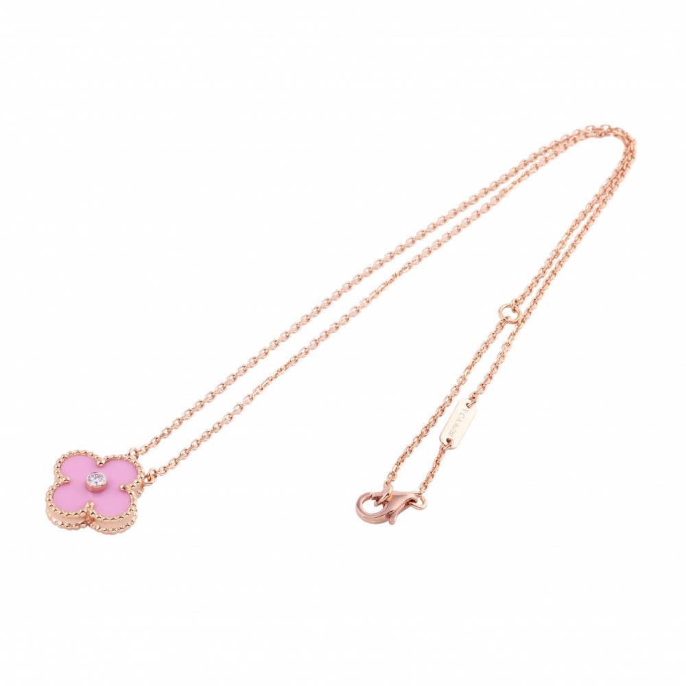 Van Cleef & Arpels Alhambra Pink Sèvres 2015 Limited Necklace 18K Rose Gold