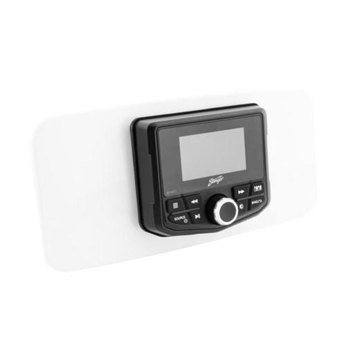 Kicker Kmc4 Waterproof Radio with Stinger Marine Seadash3W Universal Marine 3x22 Radio Dash Kit - White
