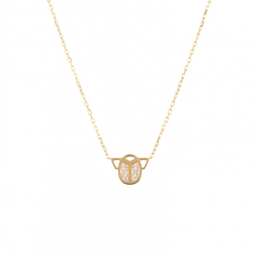 Cartier Scarab K18YG Yellow Gold Necklace Diamond