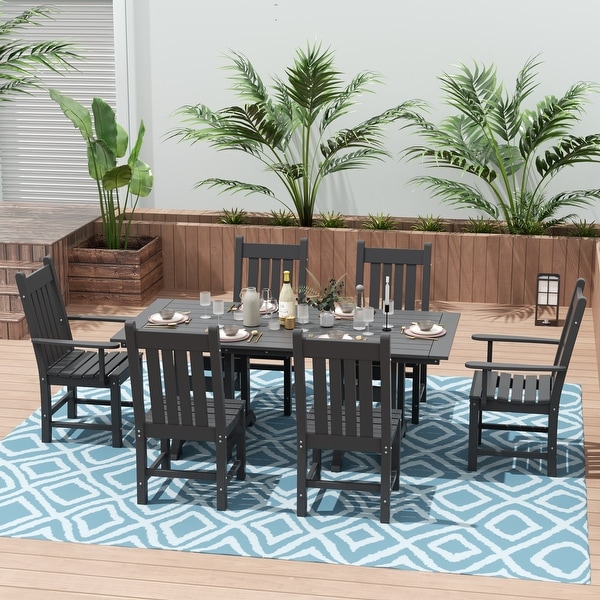 Polytrends Laguna Hdpe All Weather Outdoor Patio Dining Set with Rectangle Table,Side Chairs (7Piece Set)