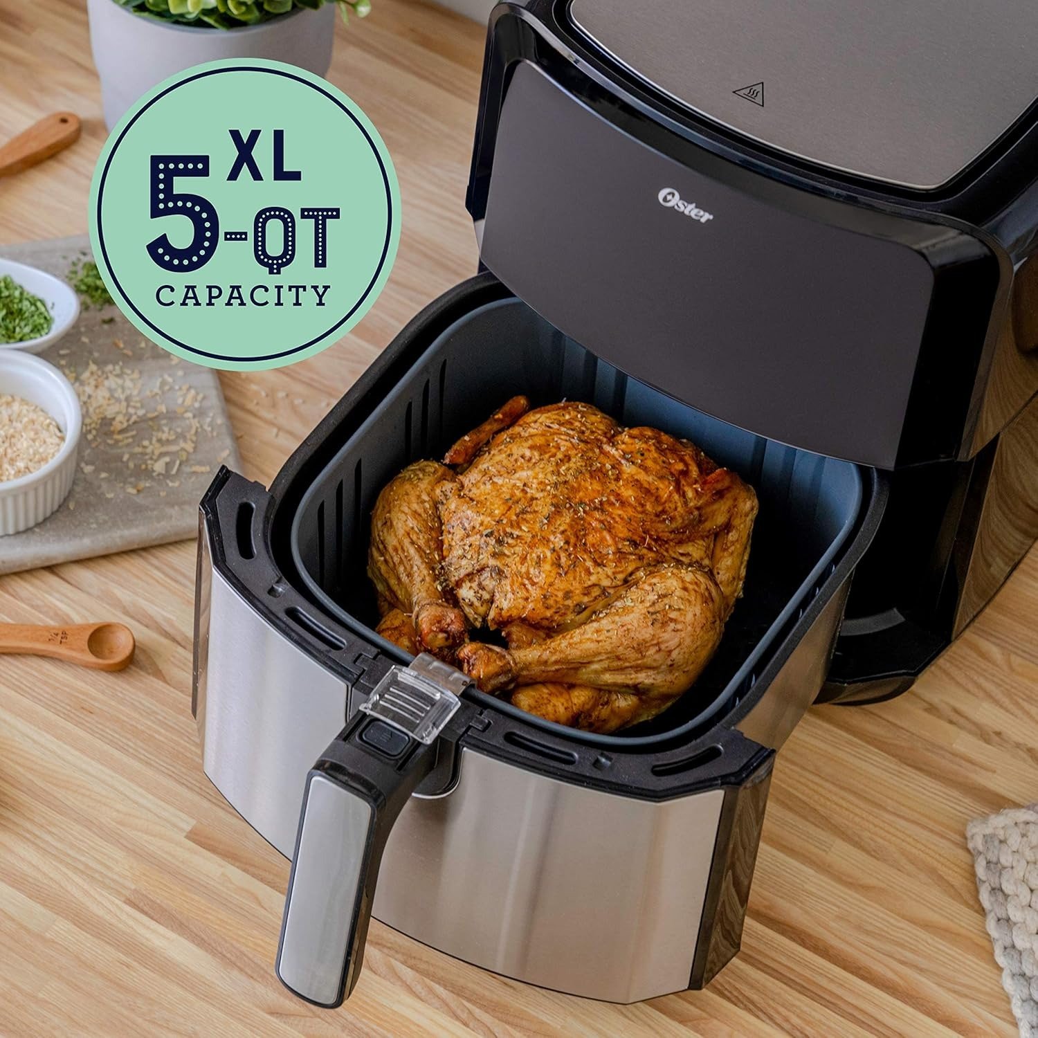 5QT 8-in-1 Electric Air Fryer, Diamond Infused Nonstick, Digital Touchscreen, Rapid Air Tech, Stainless Steel