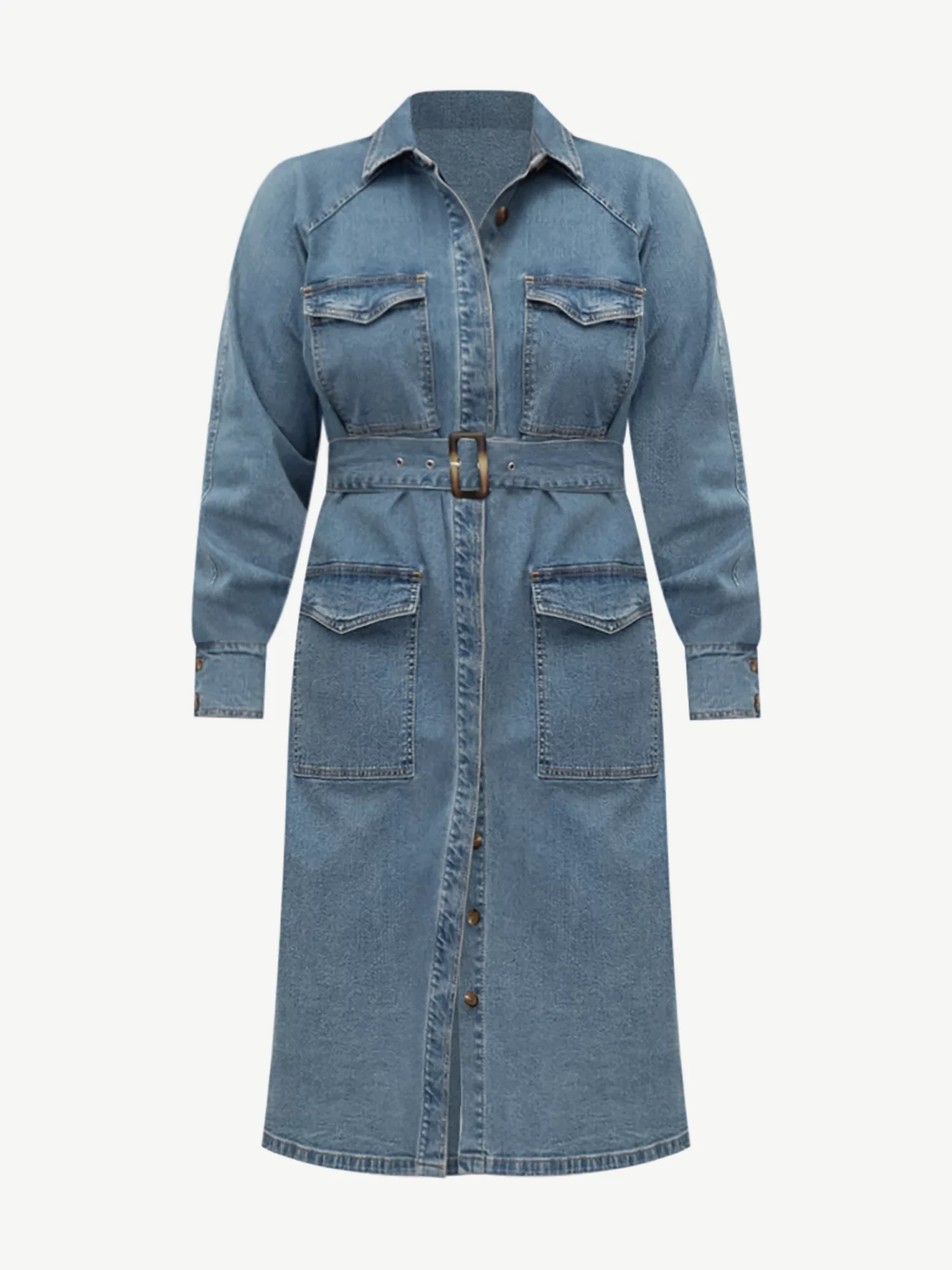 ELOQUII Elements Women's Plus Size Denim Utility Dress