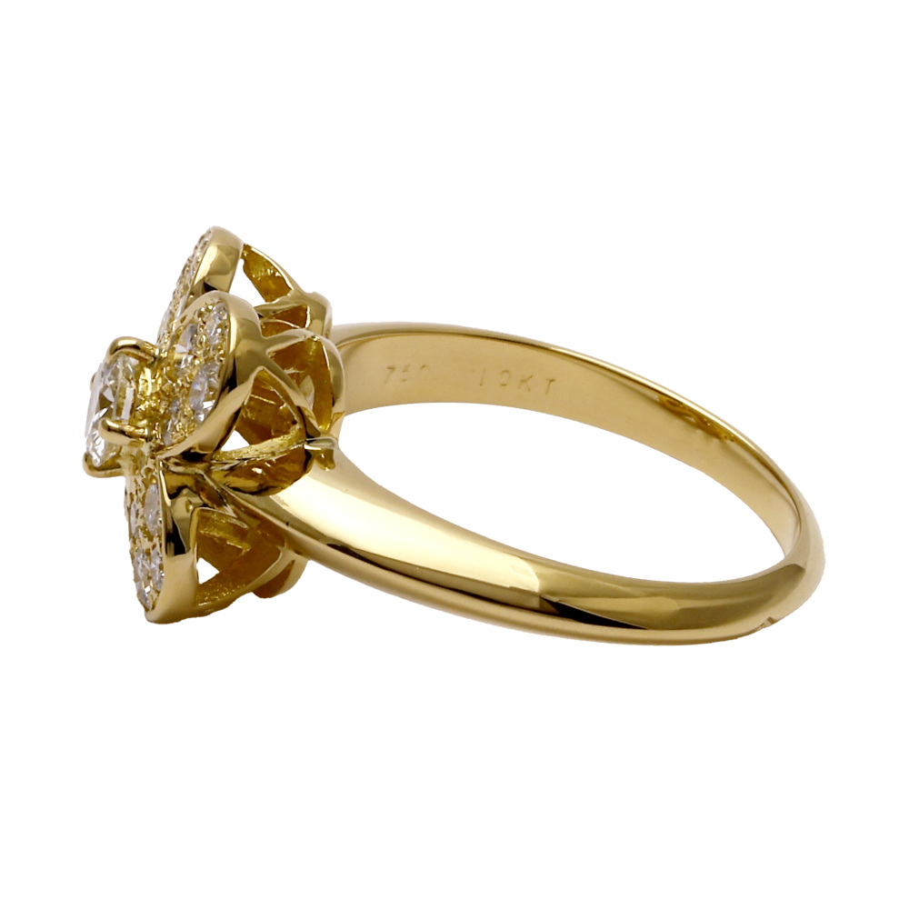 Van Cleef & Arpels Treful Diamond Ring 18K Yellow Gold