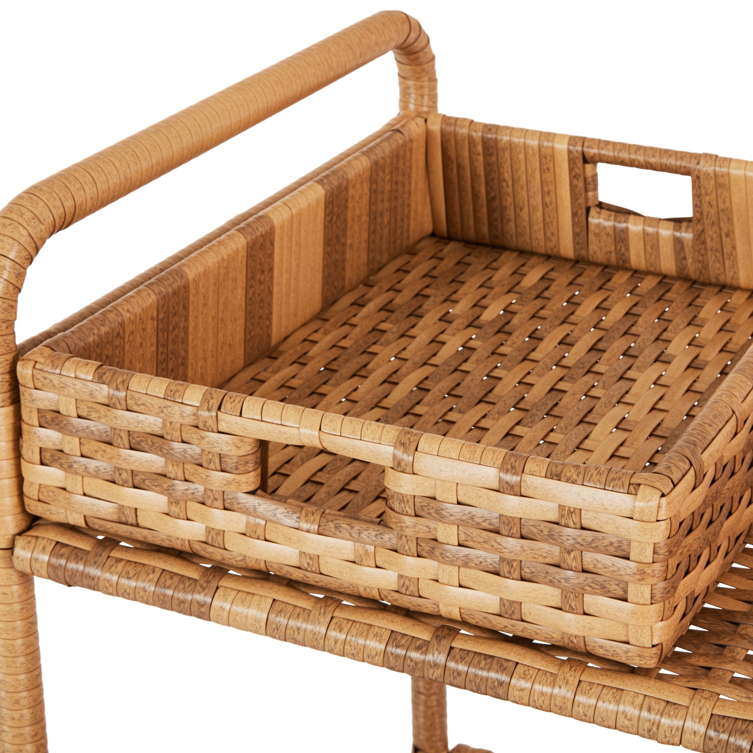 Better Homes and Gardens Willow Sage Steel Wicker Bar Cart, Brown