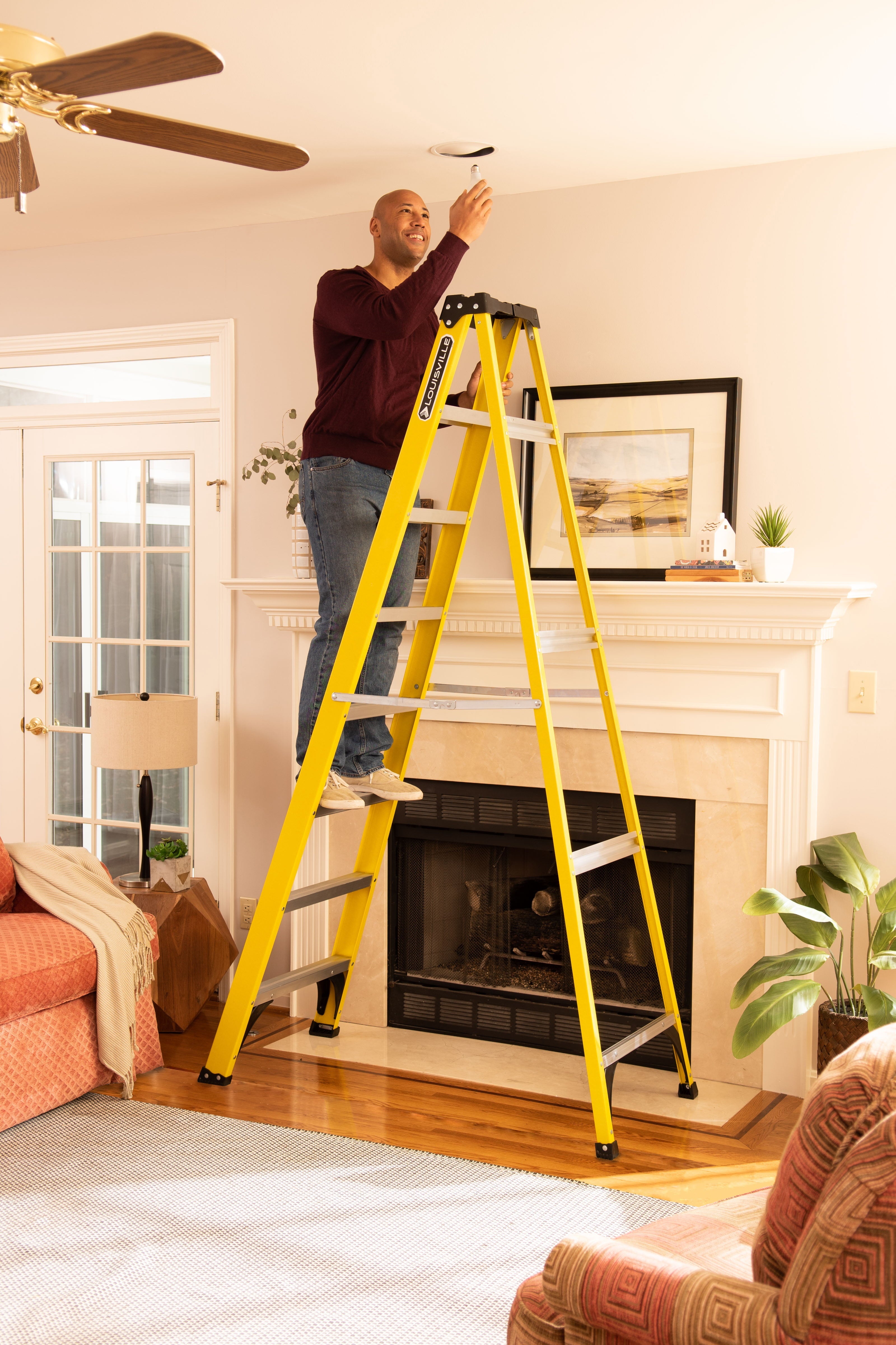 Louisville Ladder 8′ Fiberglass Step Ladder, 12′ Reach, 250 lbs Load Capacity, W-3118-08