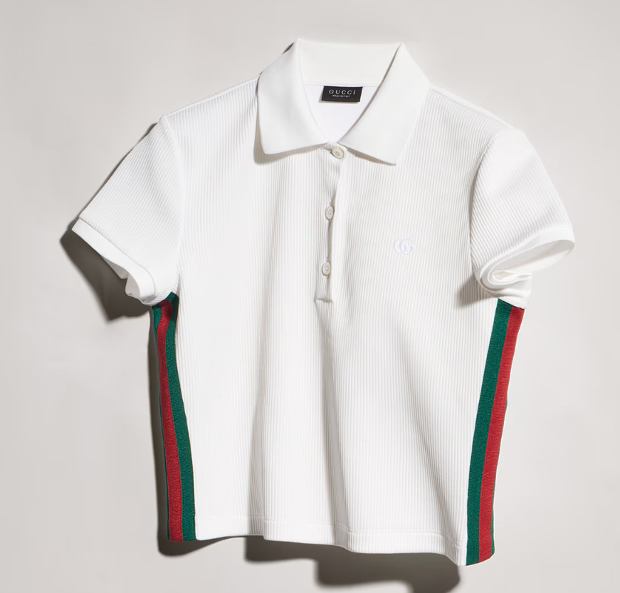 GUCCI Rib cotton jersey polo shirt with Web