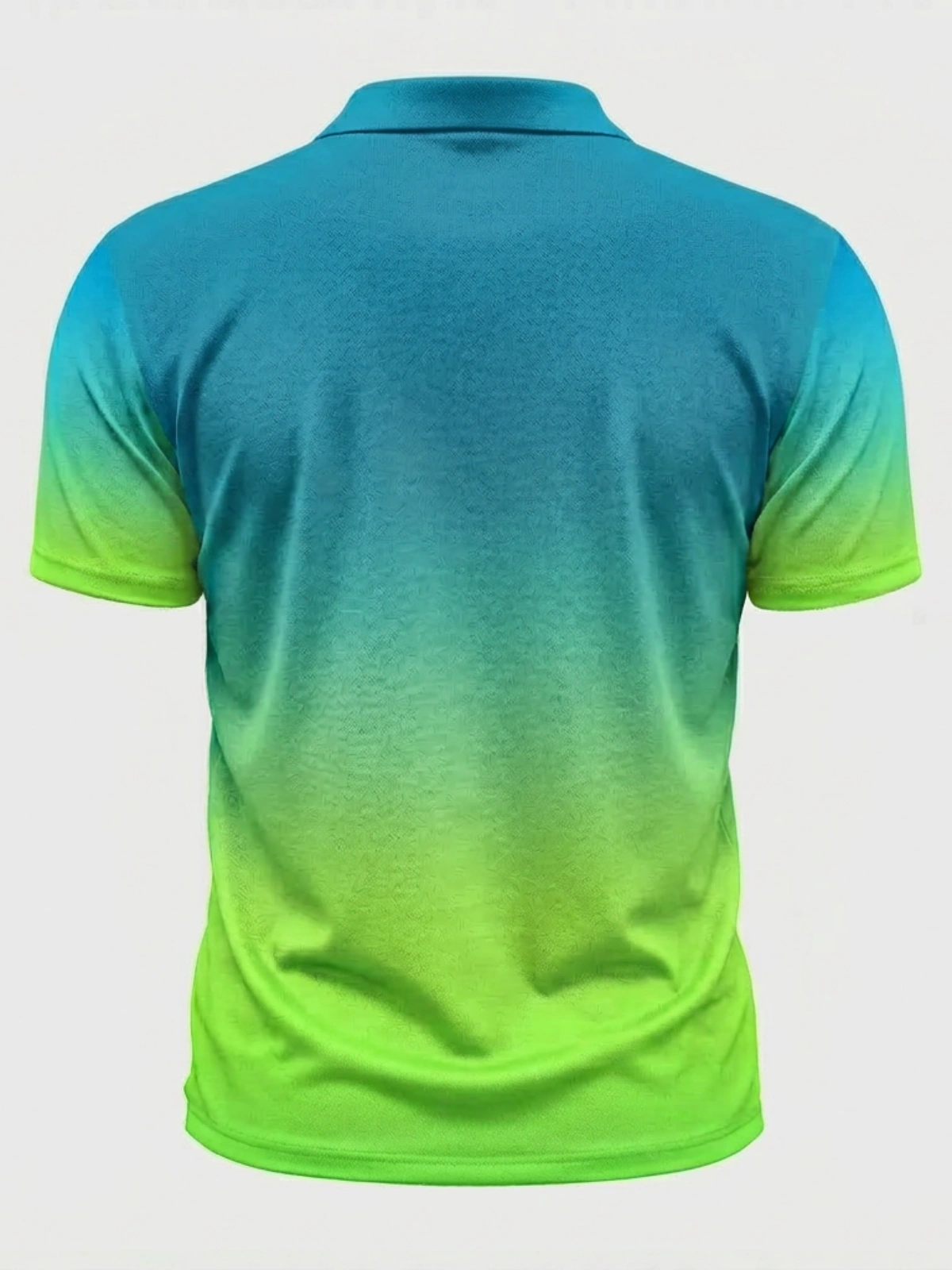 Moisture Wicking Golf Polo 3D Teal to Green Ombre Gradient Button Short Sleeve Golf Polo Shirt