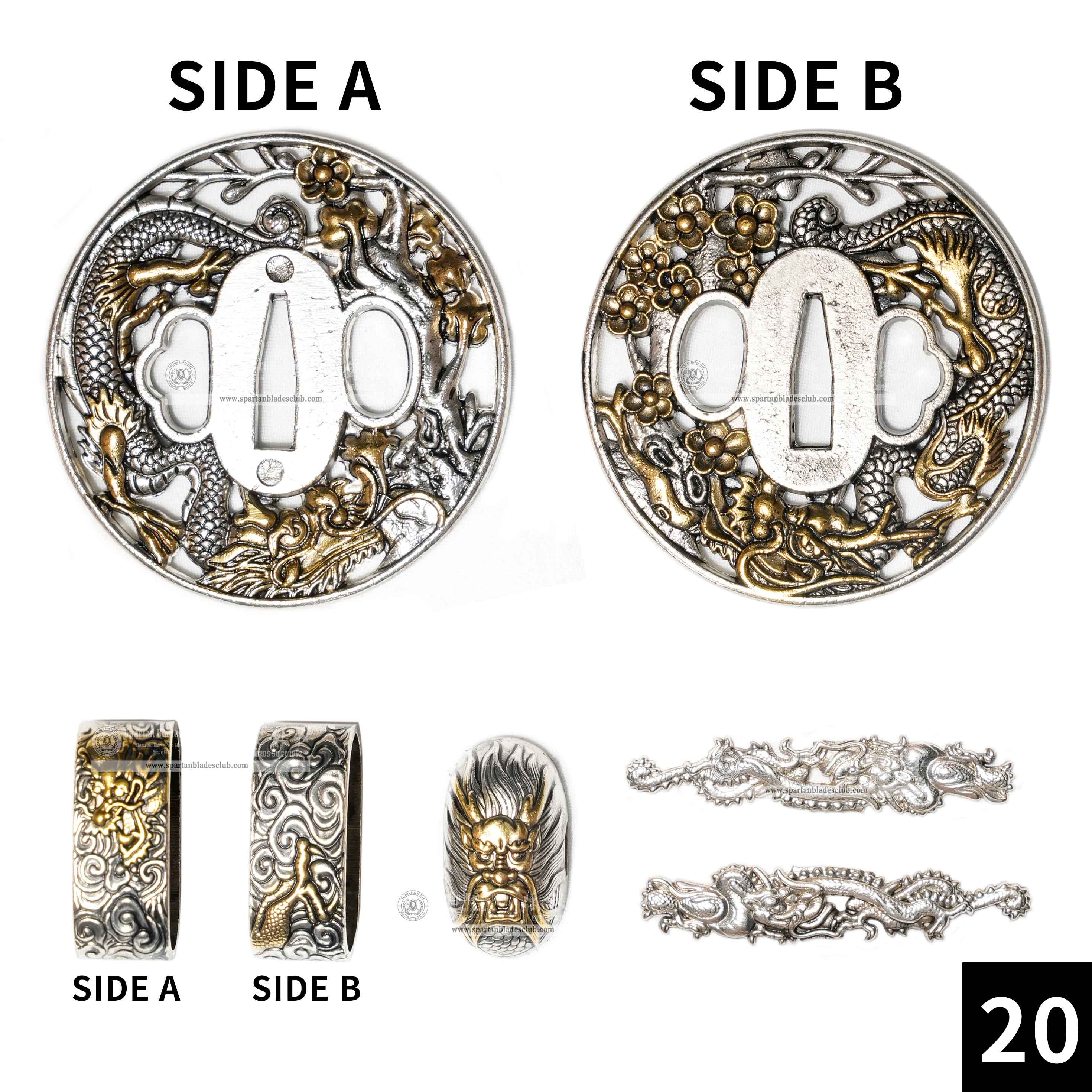 Custom Your Katana | Loong（Chinese Dragon） | Complete Set Fittings (Brass Gilded) | Spartan Blades Club | CHEN'S SWORDS 1892 - Spartan Blades Club - 陳氏劍莊1892