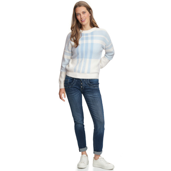 Gina Damen Strickpullover mit Karomuster