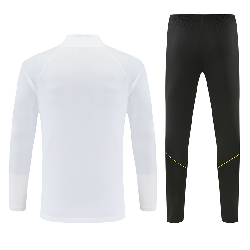Adult/ Kids 2627 Barcelona half zipper Training Suit - White