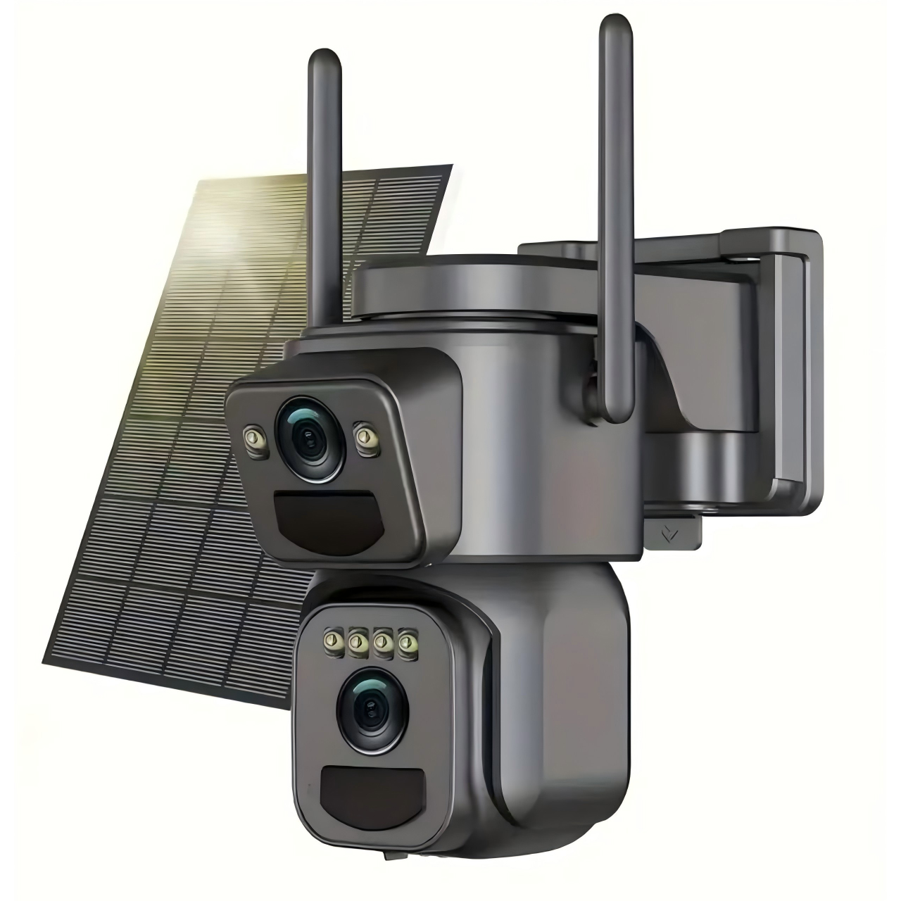 Dual-Lens Solar Powered Security Camera