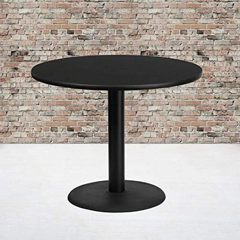 HBBOOMLIFE Graniss 36'' Round Mahogany Laminate Table Top with 24'' Round Table Height Base