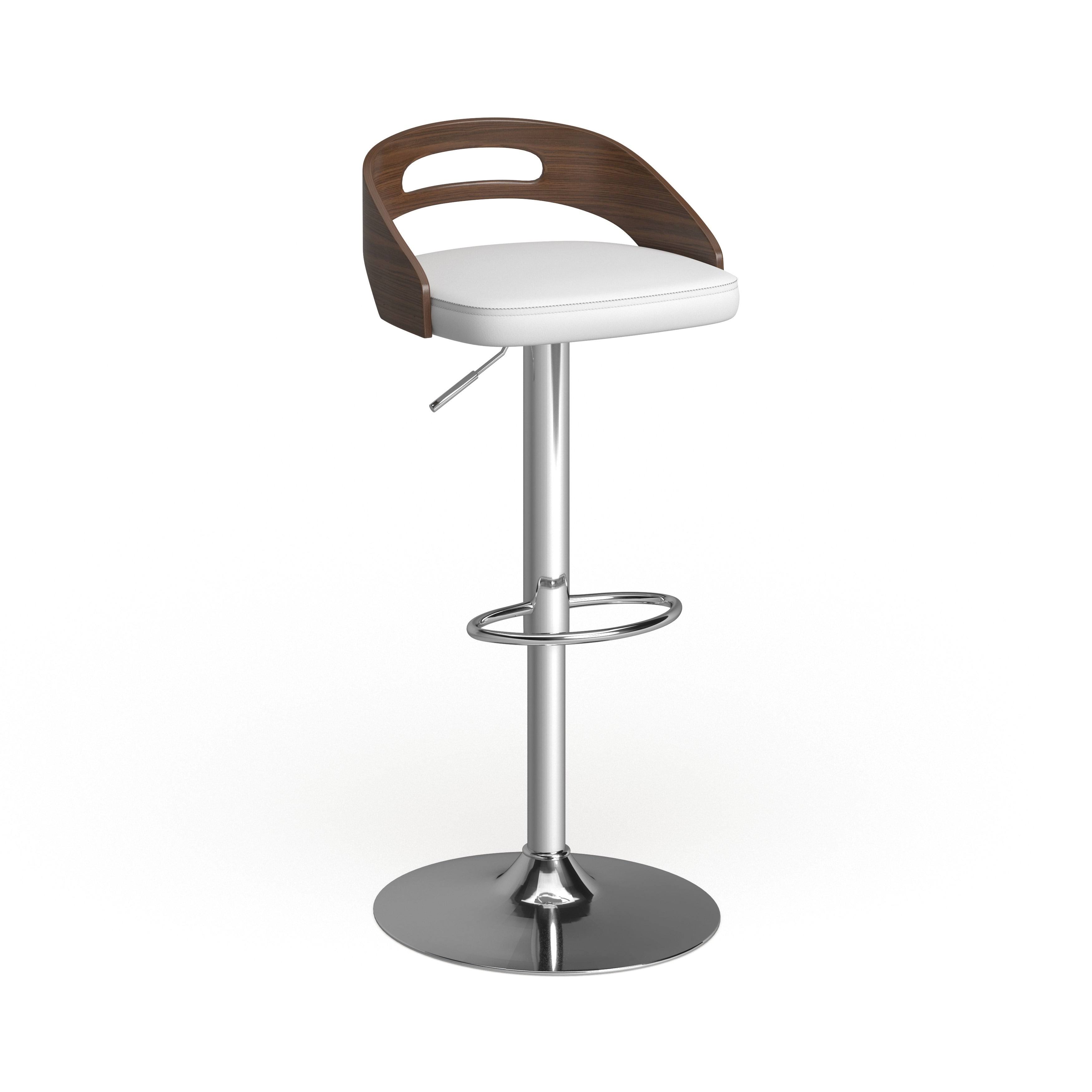 LumiSource Cassis Cream Faux Leather Zebra Wood Adjustable Barstool with Swivel