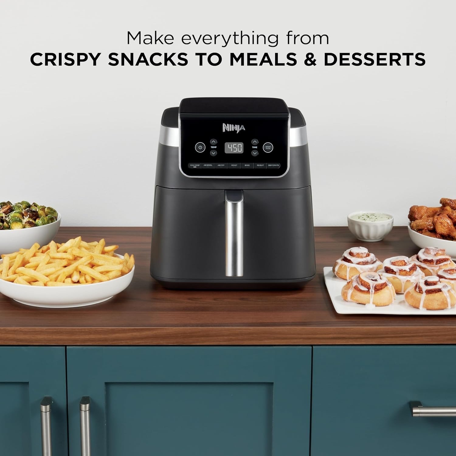 6.5QT XL Air Fryer 7-in-1, Dishwasher Safe Nonstick Parts, Space Saving Countertop Design