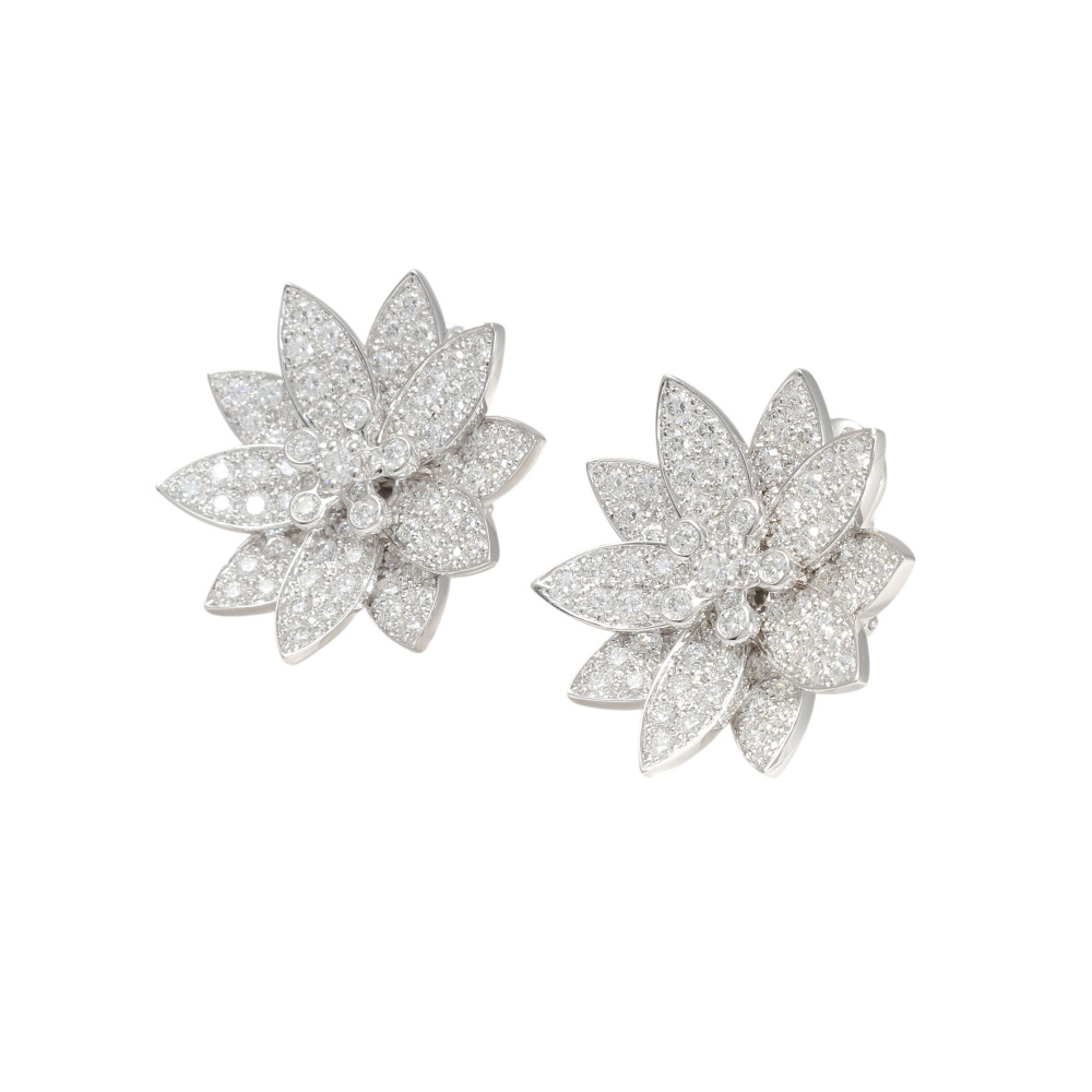Van Cleef & Arpels Lotus Earrings 18K White Gold VCARO96C00