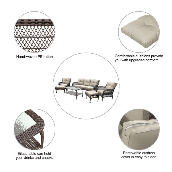 6piece Resin Wicker Patio Furniture Conversation Set with High Back