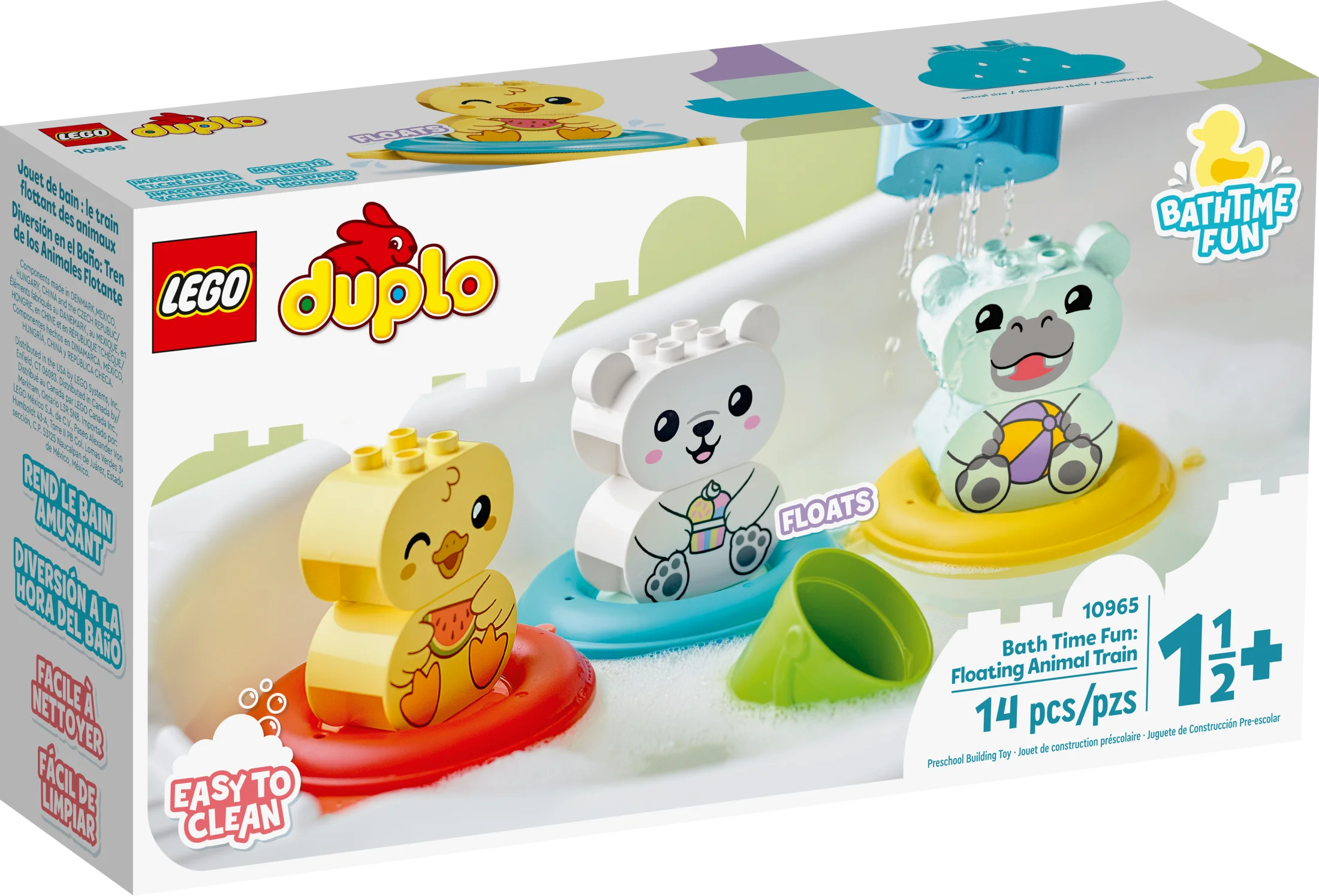 LEGO DUPLO 10965 - Bath Time Fun, Floating Animal Train Bathtub Water Toy for Babies and Toddlers 1.5-3 Years Old with Duck, Hippo, and Polar Bear, Easy to Clean, Great Tub Float Toy for Kids