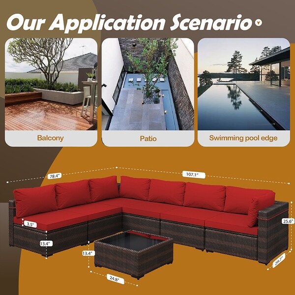 UPHA Cushioned 7piece Conversation Sectional Patio Group Furniture