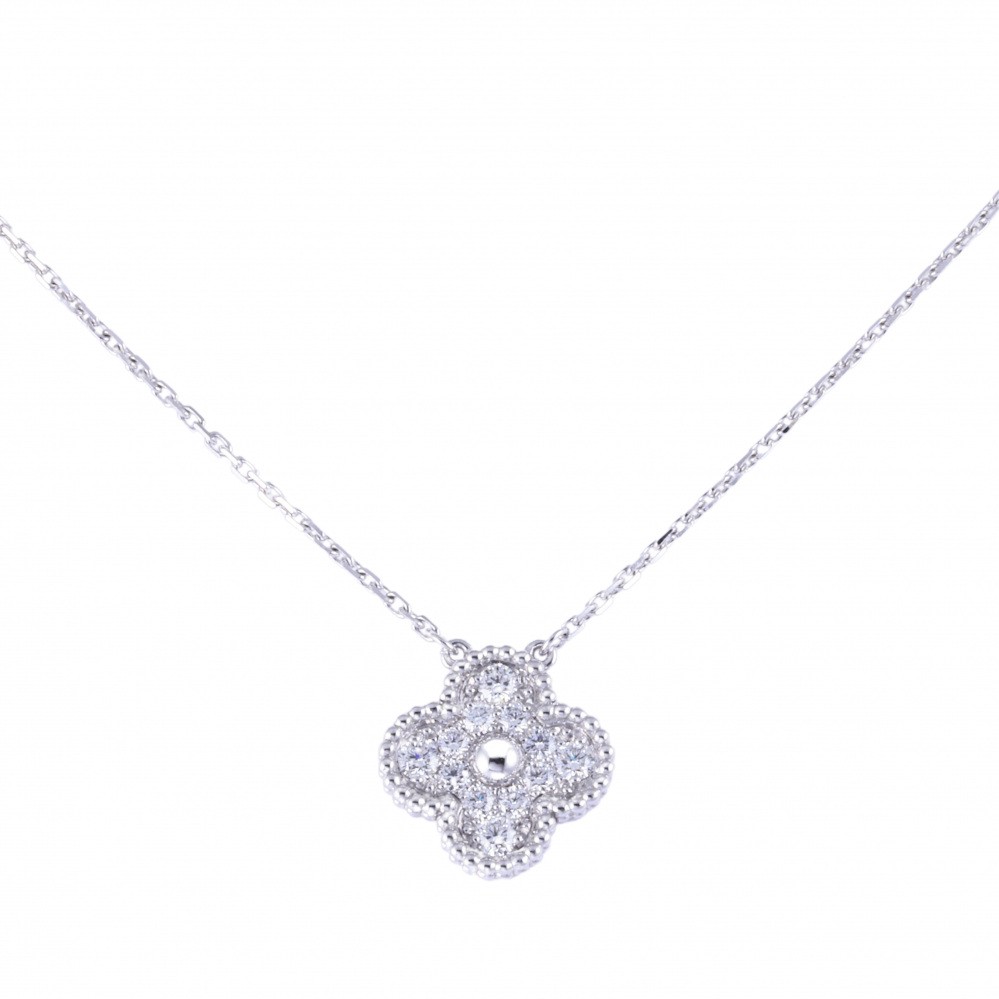 Van Cleef & Arpels Vintage Alhambra Necklace 18K White Gold Diamond VCARA46100