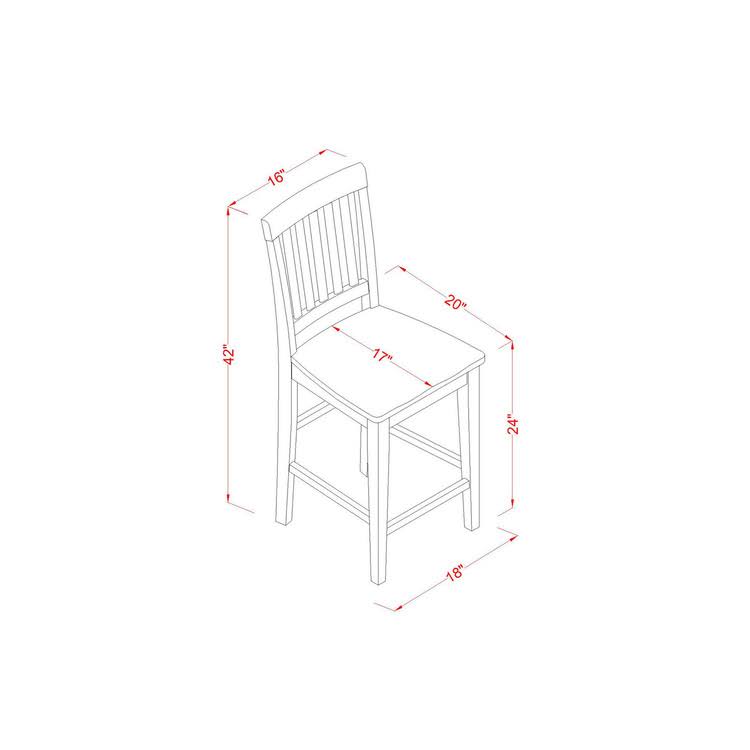 East West Furniture VERN3-WHI-W 3 PC Pub Table Set-Square Pub Table and 2 Counter Height Chairs