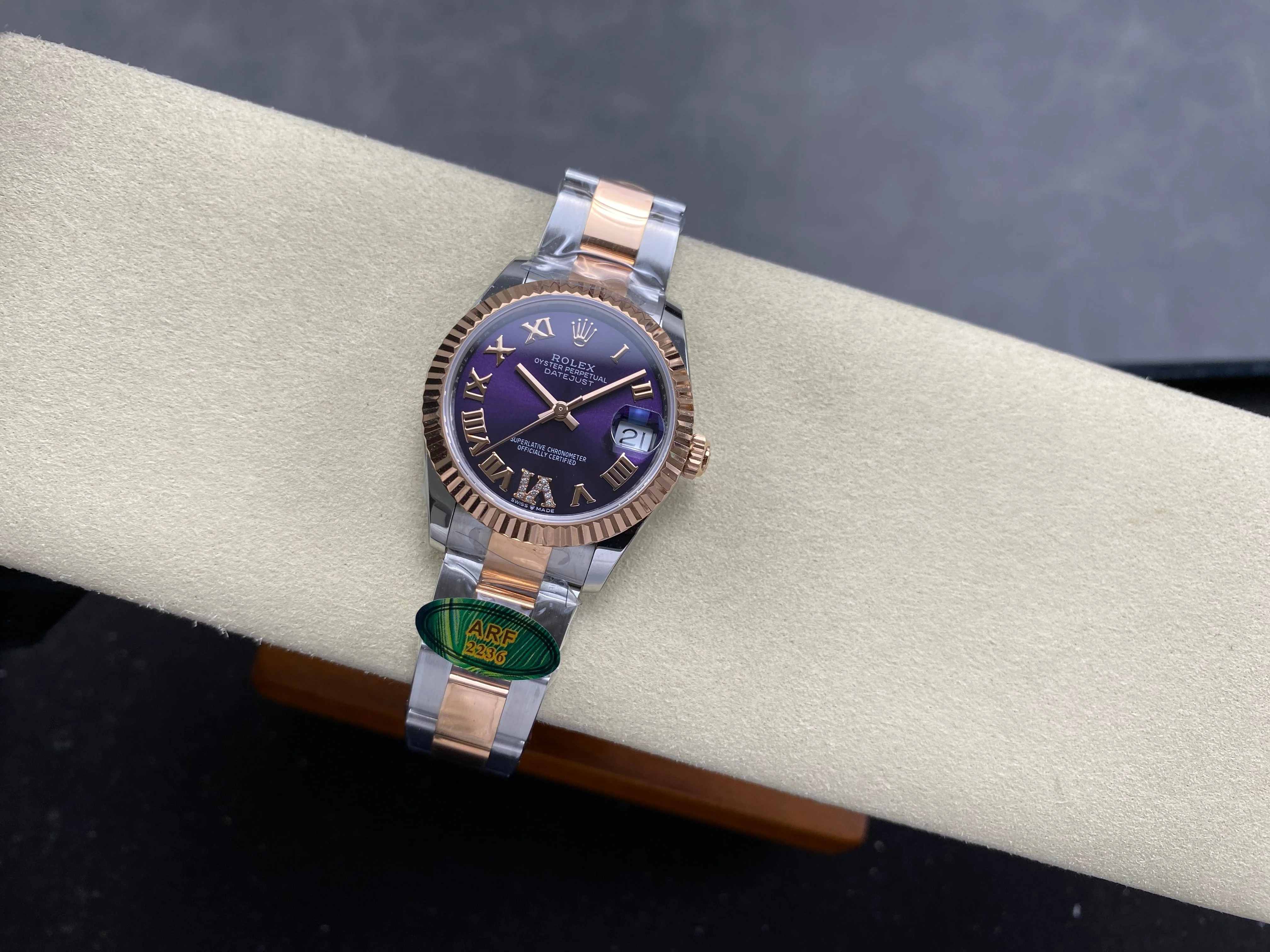 Rolex Datejust 31mm Purple Dial Steel Pink Gold Diamond