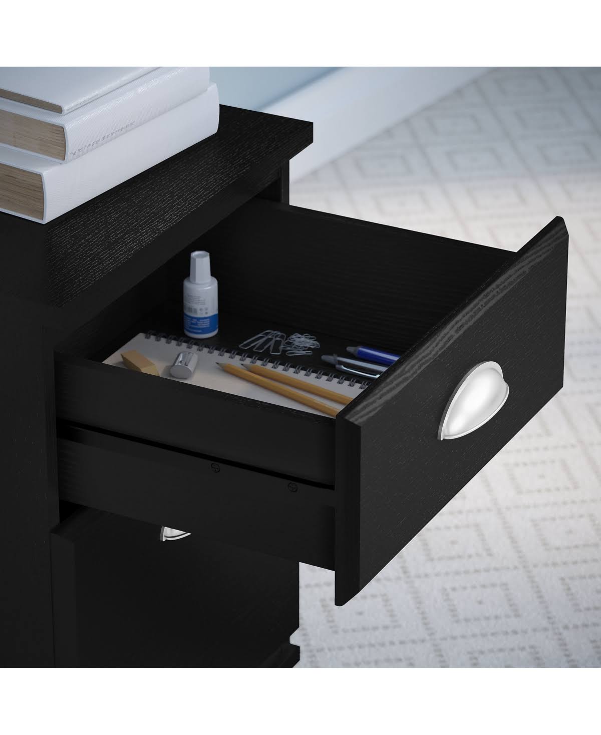 Kathy Ireland Home by Bush Furniture Connecticut 2 Drawer Mobile File Cabinet in Black Suede Oak