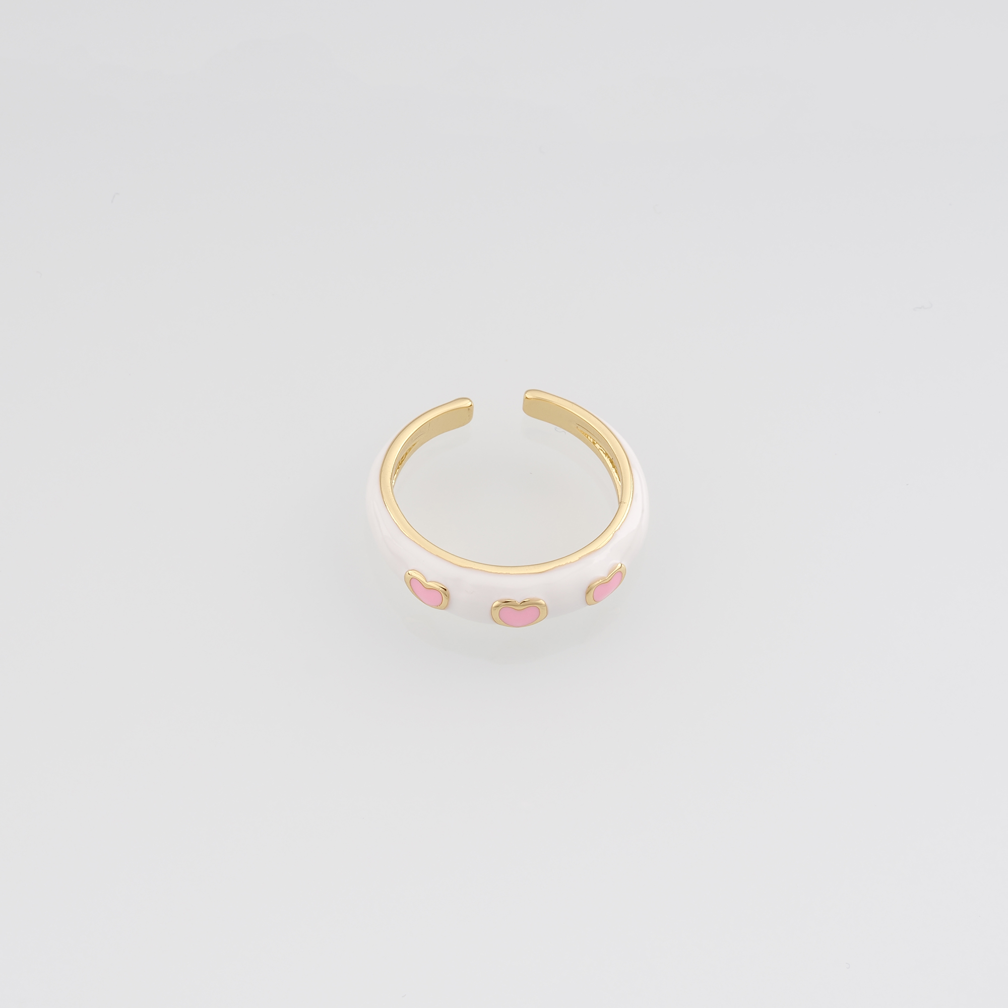 18K Gold Filled Heart Rings,Enamel Heart Rings,Adjustable Ring,Minimalist Ring,Open Ring