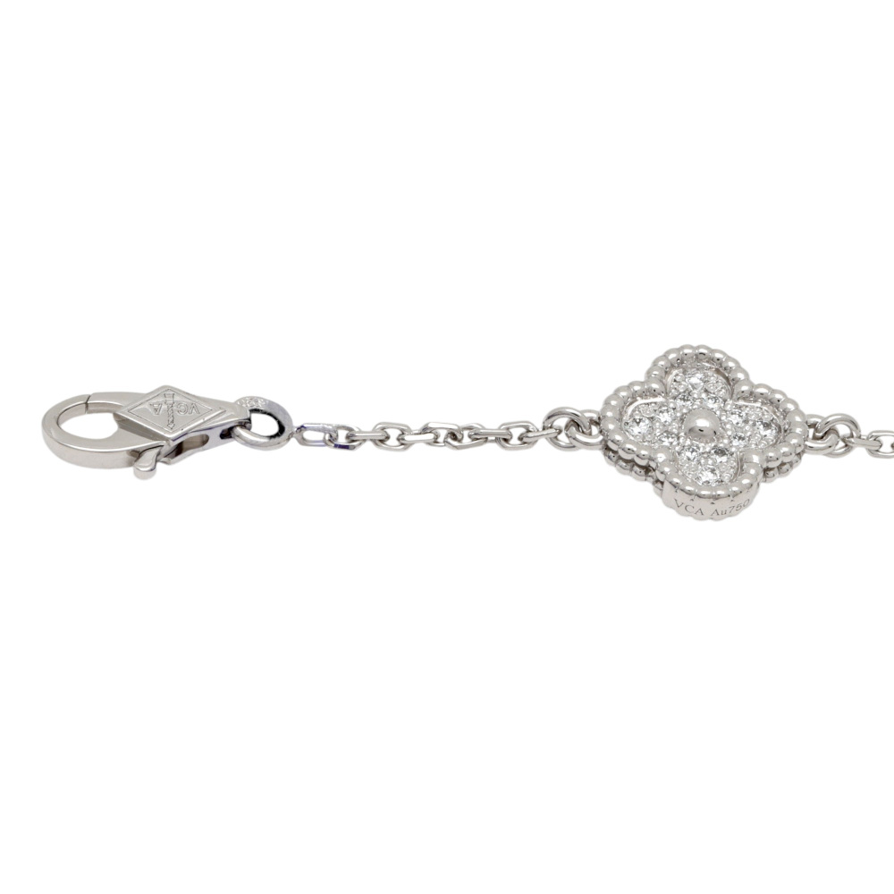 Van Cleef & Arpels Sweet Alhambra Necklace 16 Motifs 18K White Gold Diamond VCARO85A00