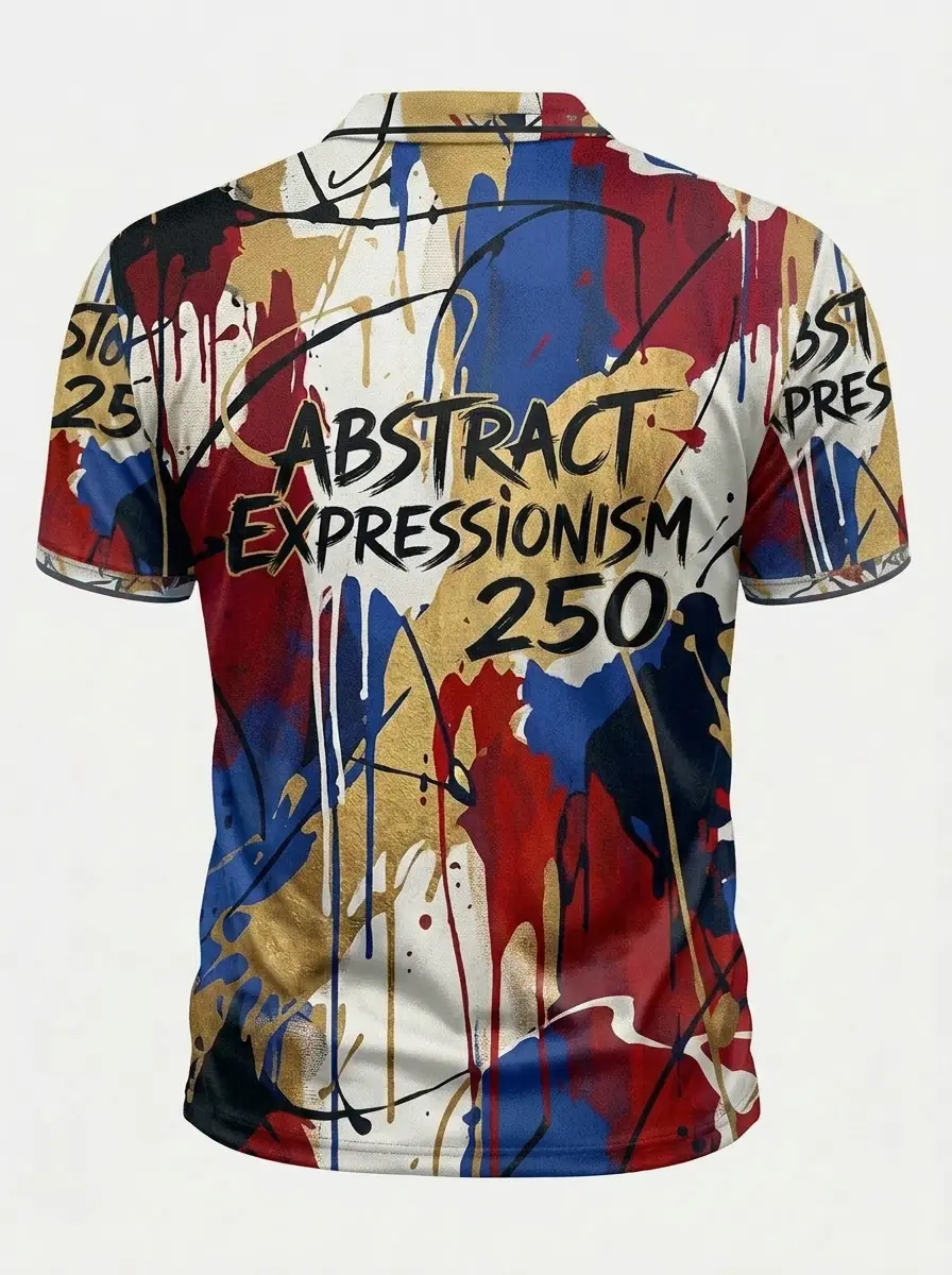 Moisture Wicking Golf Polo 3D Abstract Expressionism Paint Splatter 250 Button Short Sleeve Golf Polo Shirt