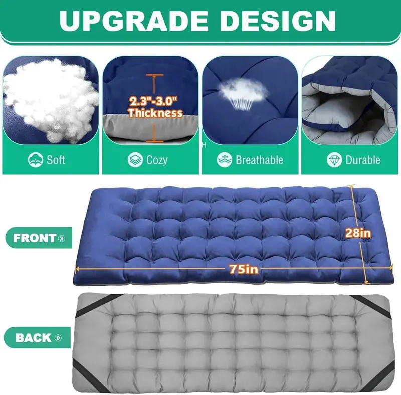 SLY Folding Camping Cot – 2-Pack with Dual-Firmness 3.3″ Mattress & Carry Bag