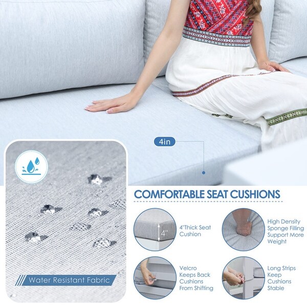 Nicesoul White Aluminum Modern Patio Furniture Sectional Sofa Set with Cushion