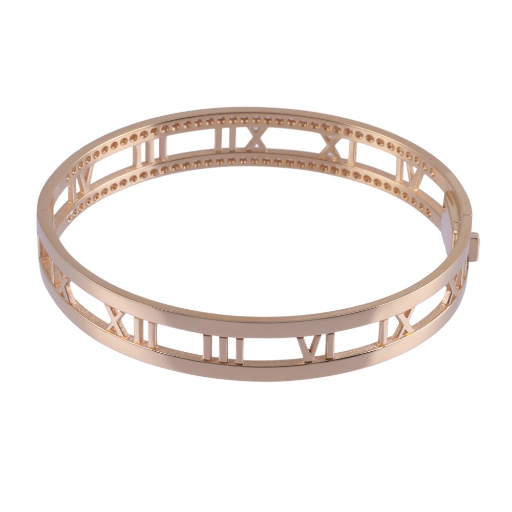 Tiffany & Co. Atlas Open Half Diamond Bracelet 18K Rose Gold