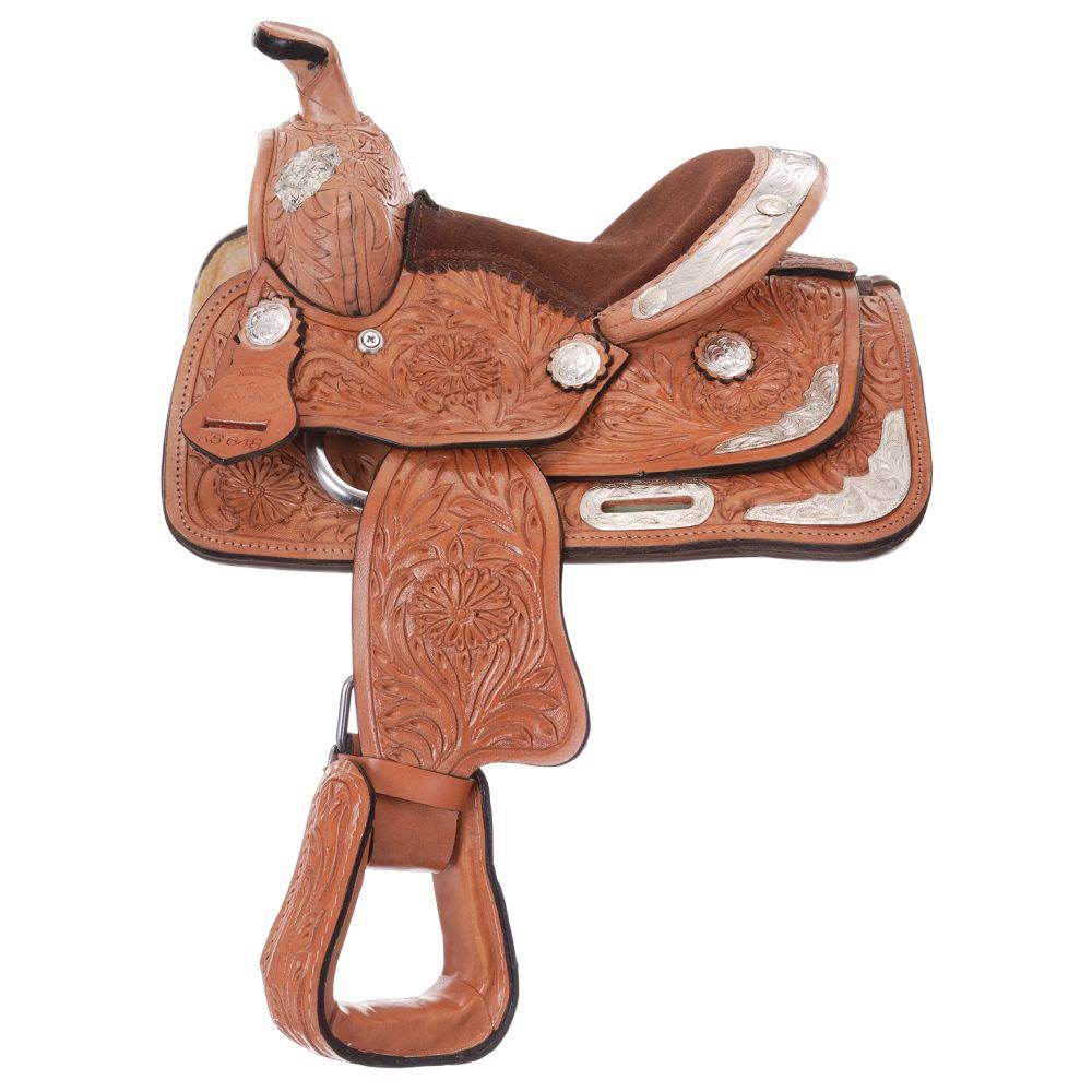 King Series Miniature Western Carved Show Saddle - Dark Oil