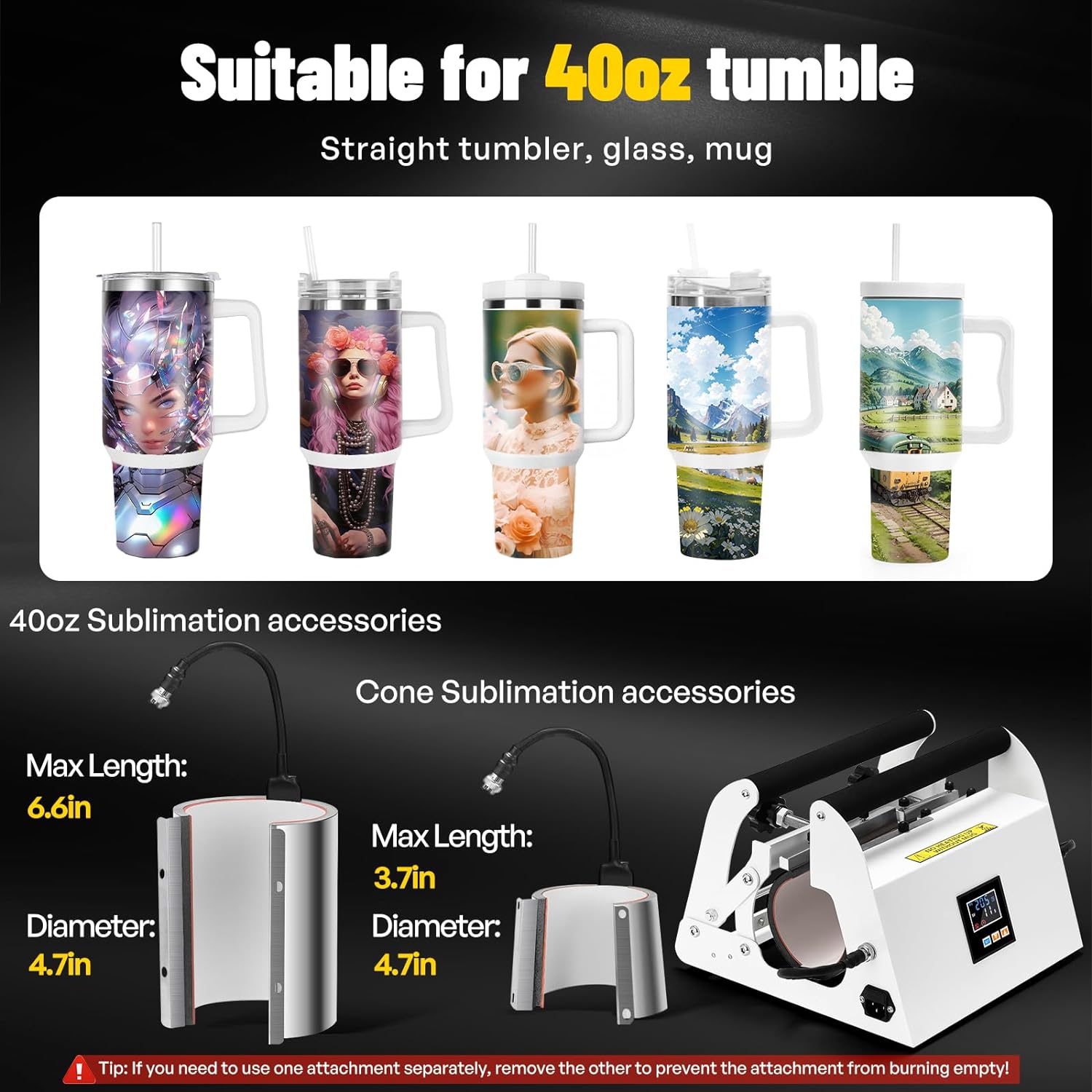 40oz Tumbler Press Tumbler Heat Press Sublimation 40 Oz Tumbler Top and Tapered Bottom Full Wrap - DIY Heat Transfer Vinyl